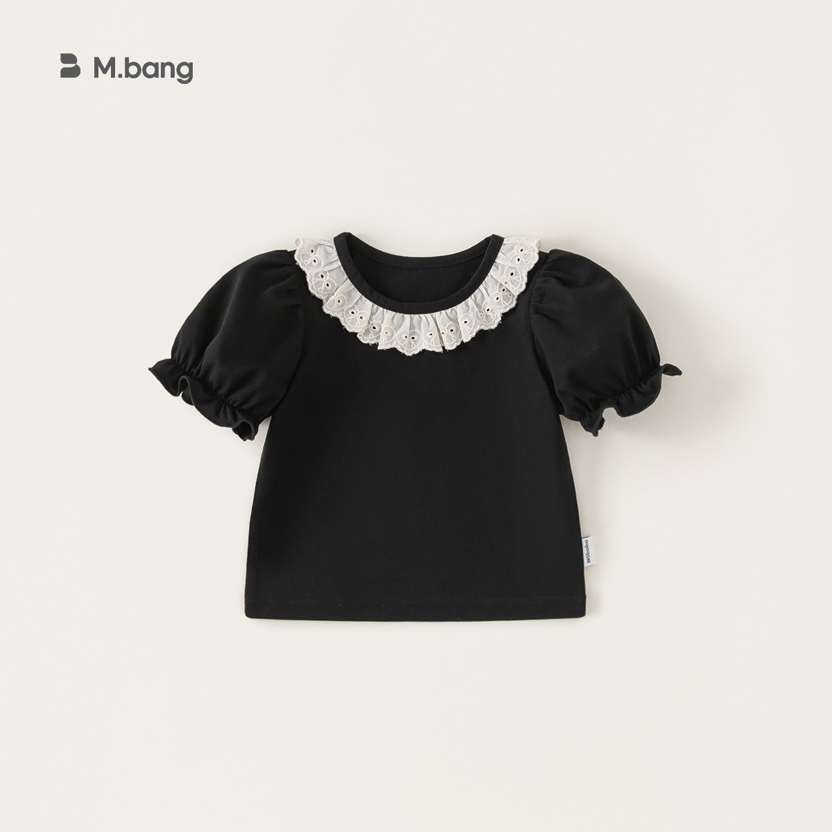 Children's Solid Color Lace Collar Summer Sweet Children's T-shirt