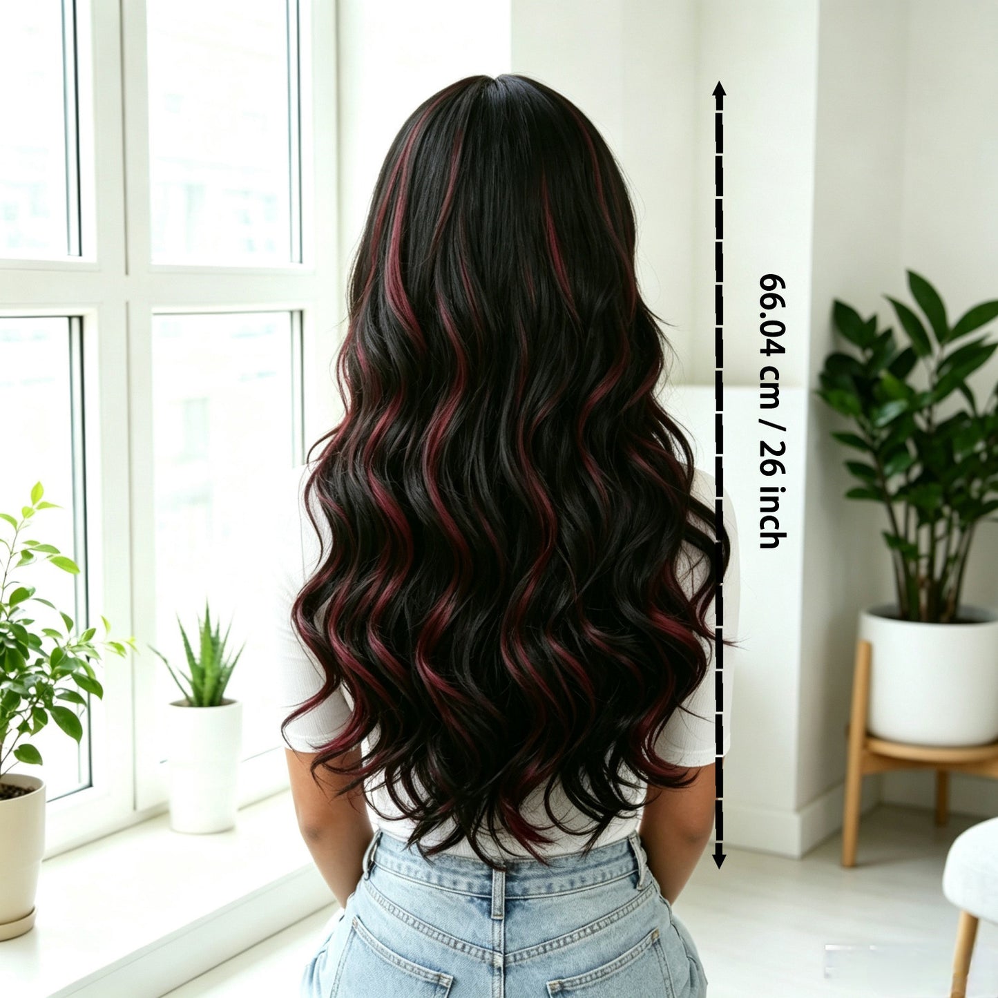 Highlight Mixed Color Bangs Big Wave Wig Long Curls