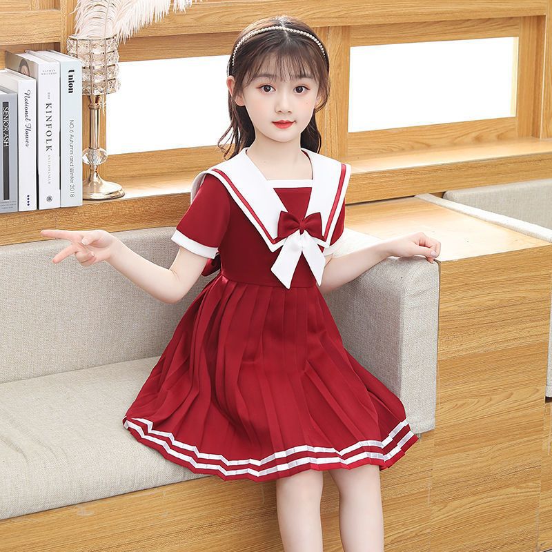 Children's Short-sleeved Summer Fashionable Princess Lolita Navy Style Little Children's Dress