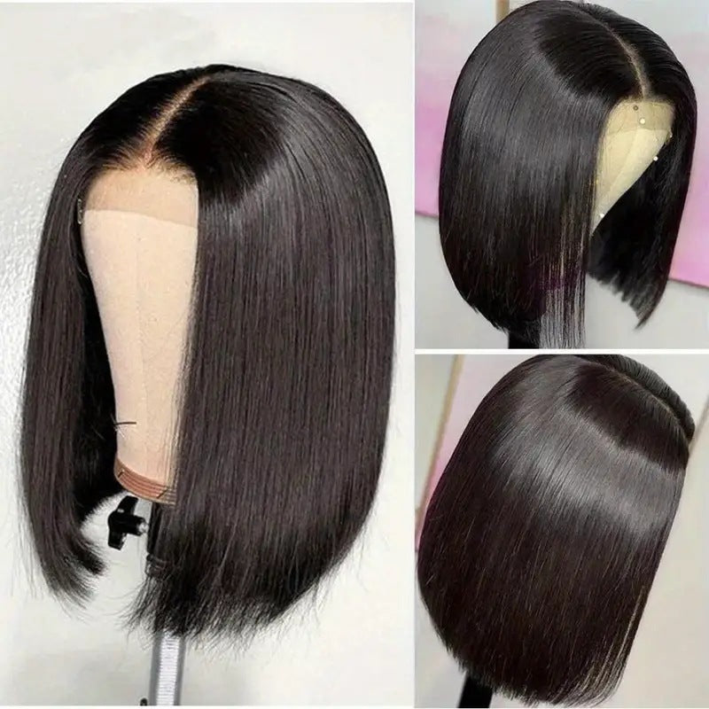 Front Lace Female Medium Fluffy Natural Wig Short Straight Hair