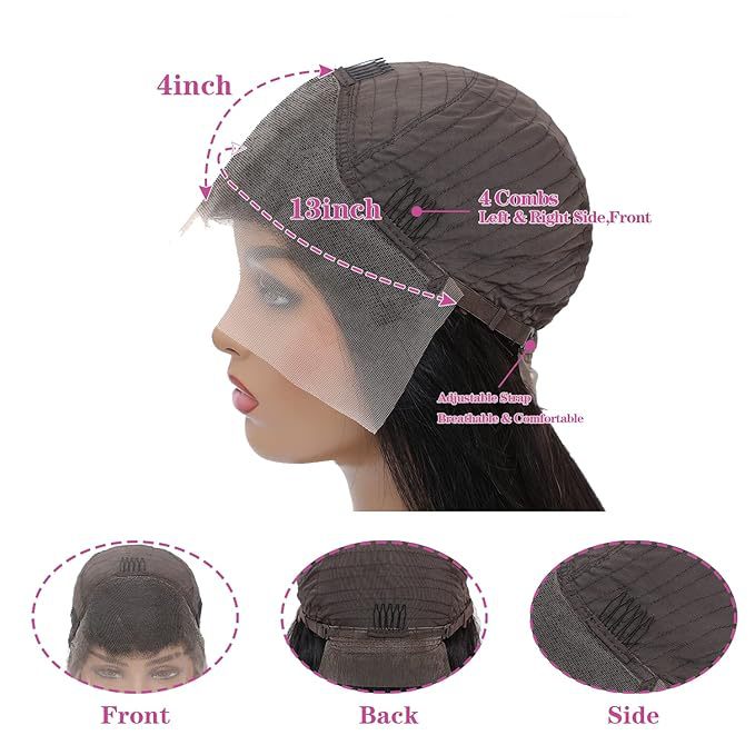 Human Natural Color Black Straight Density Real Hair Wig