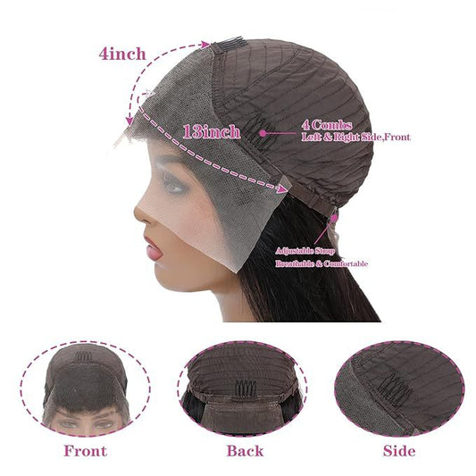 Human Natural Color Black Straight Density Real Hair Wig