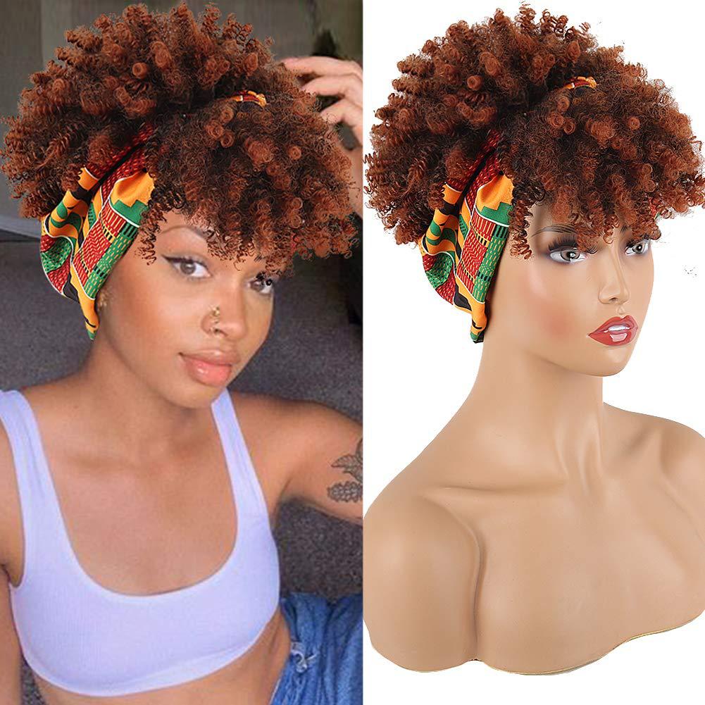 Small Turban Female Headband Bangs Fluffy Wig Short Curly Hair