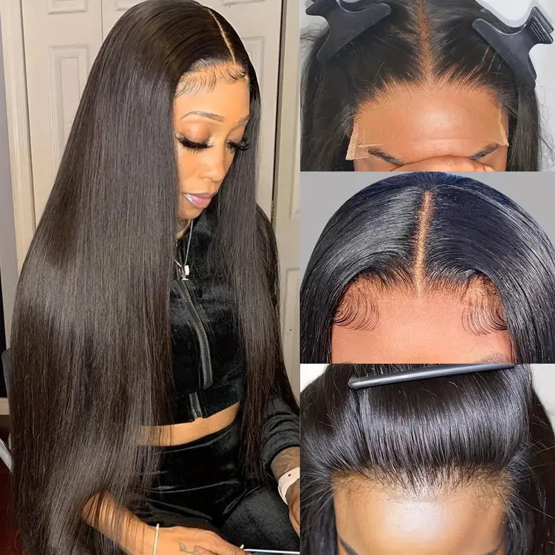 Fashion Front Lace African Medium Hair Long Straight Wig
