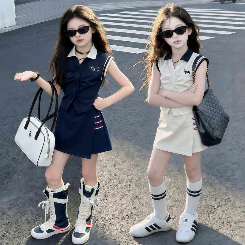 Sports Summer Korean College Style Fashion Medium Big Children's Suit