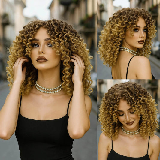 Women's African Fluffy Wigs With Small Fashion Wig Short Curly Hair