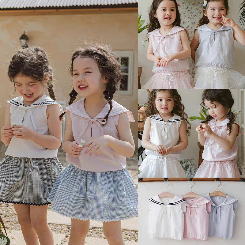 Strawberry Shan Sweet Art Style Lapel Cute Bow Children's T-shirt