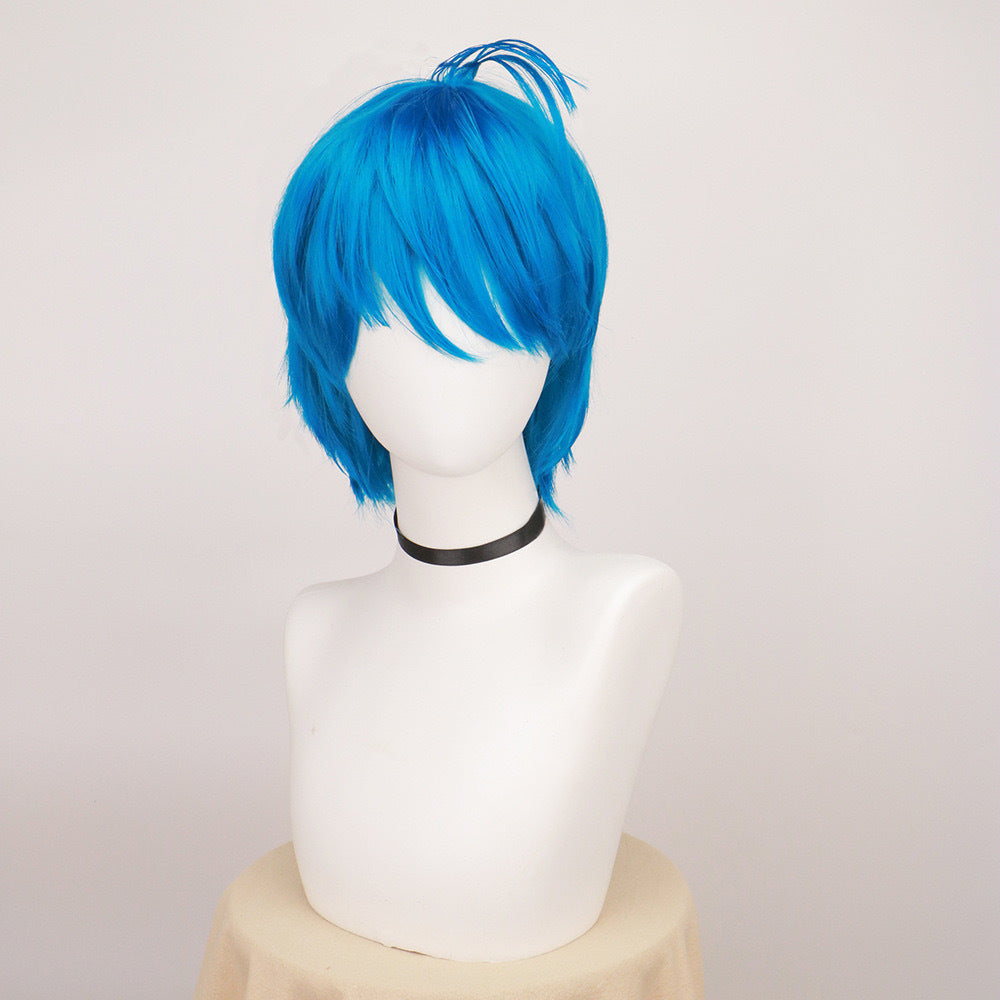 Brain Special Team Blue Dull Hair Short Cos Wig