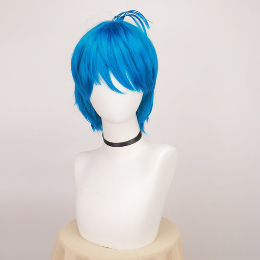 Brain Special Team Blue Dull Hair Short Cos Wig