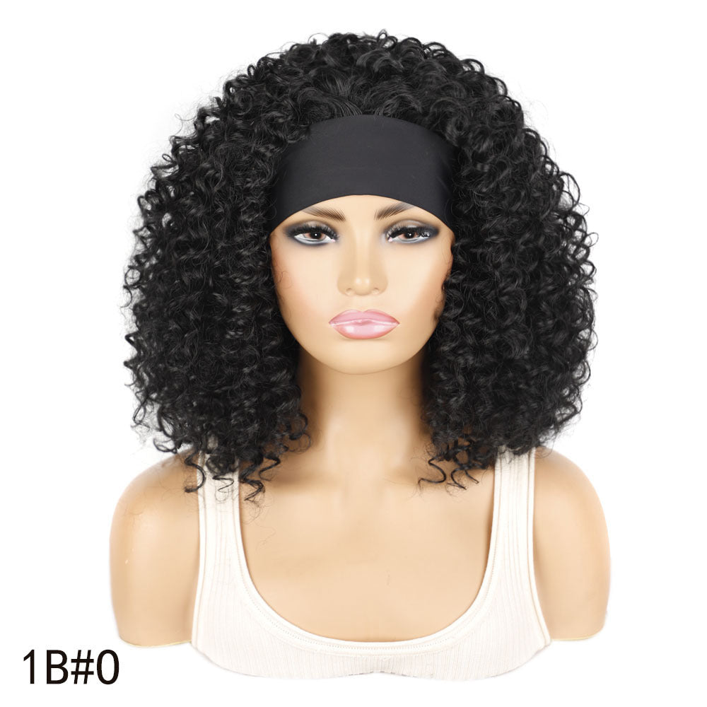 Graceful Ice Silk Band Headband Sheath Wig Short Curly Hair
