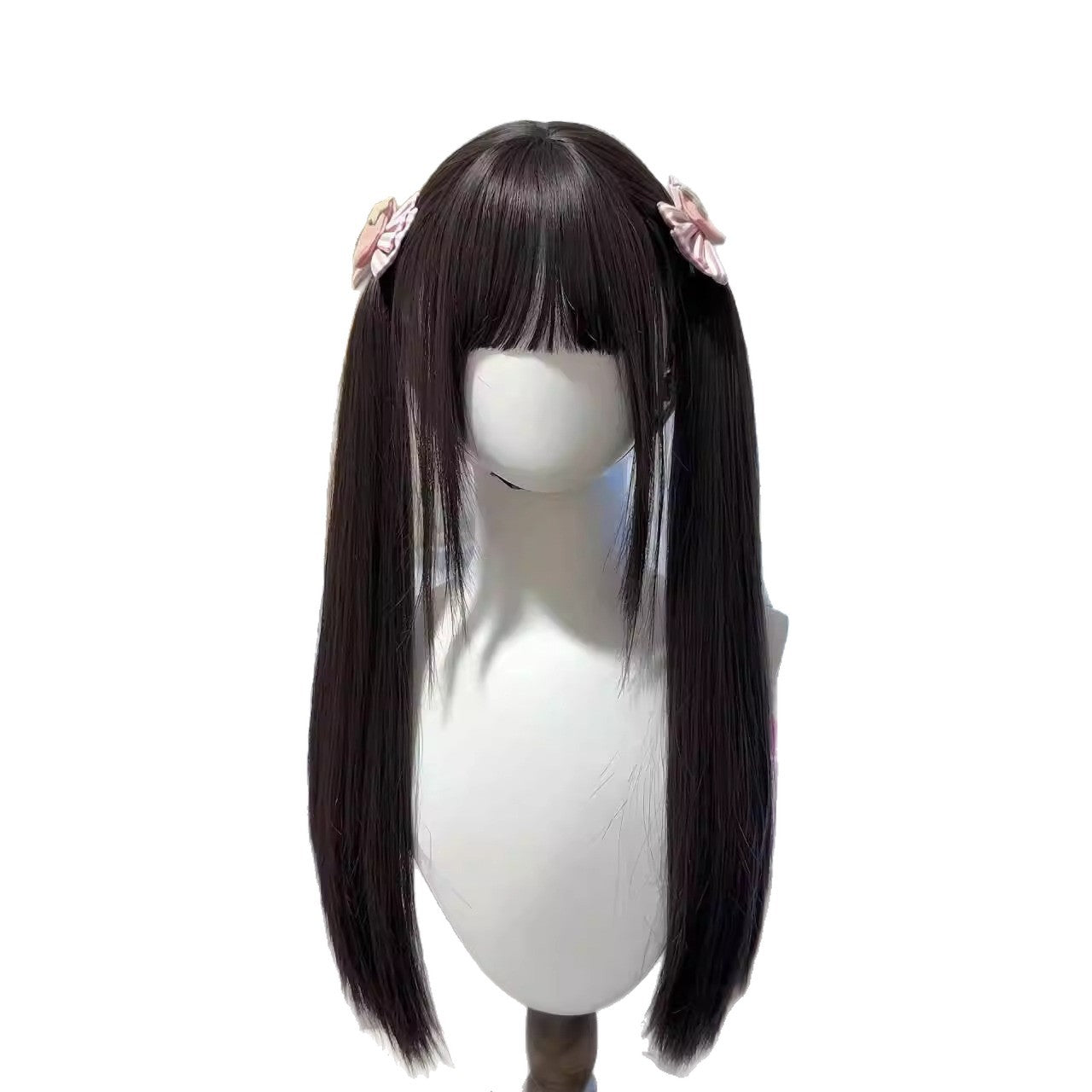 Hair Natural Bangs Rose Net Sheath Pairs Long Straight Wig