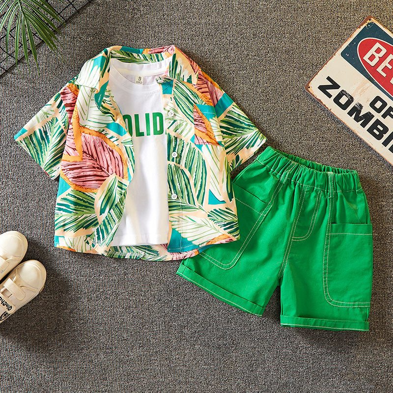 Style Printed Shirt Beachwear Seaside Holiday Fried Street Children's Suit