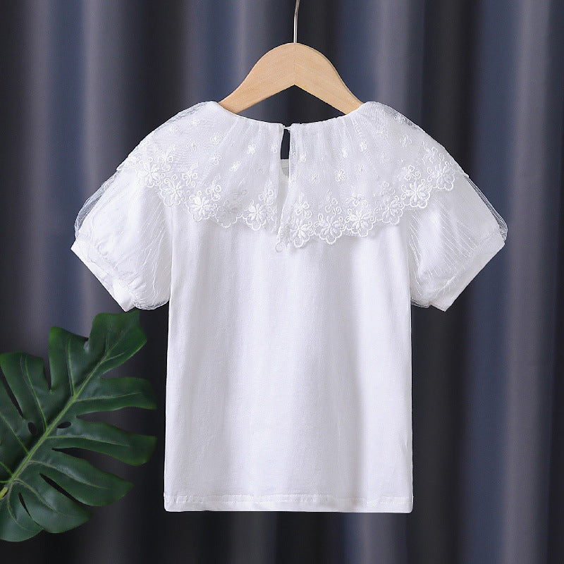 Children's Shirt Thin Cotton Clothing Short Sleeve Fashionable Outer Wear White Children's T-shirt