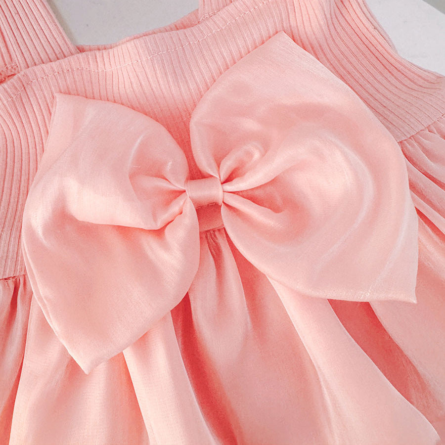 Children's Live Broadcast Supply Summer Dress Fashionable Strap Princess Solid Children's Suit