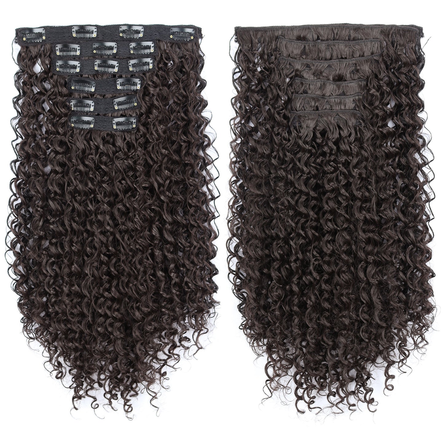 Women's Long Curly Hair Clip-on Natural Fashion Black Small Wig