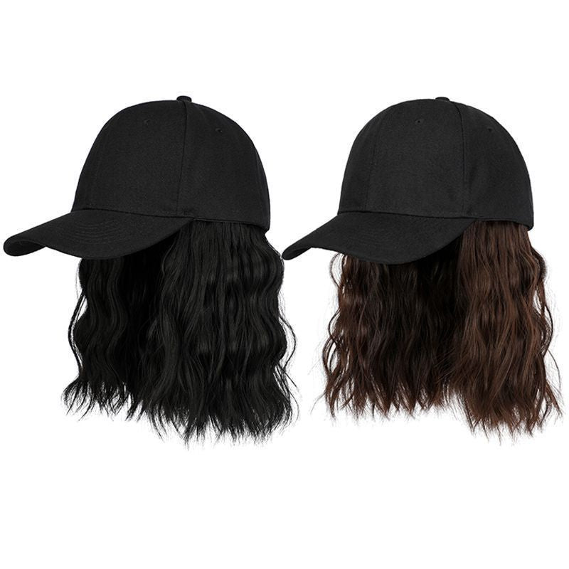One Female Water Ripple Fashion Baseball Cap Simulation Natural Wig Short Curly Hair