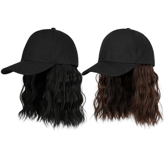One Female Water Ripple Fashion Baseball Cap Simulation Natural Wig Short Curly Hair