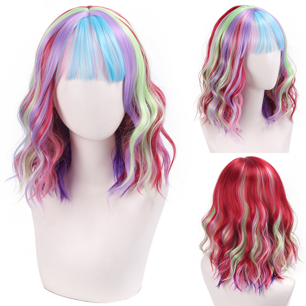 Versatile Comfortable Fringe Festival Water Ripple Wig Short Curly Hair