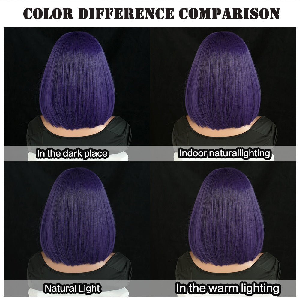 Titan Raven Female Purple Short Straight Hair Cos Wig