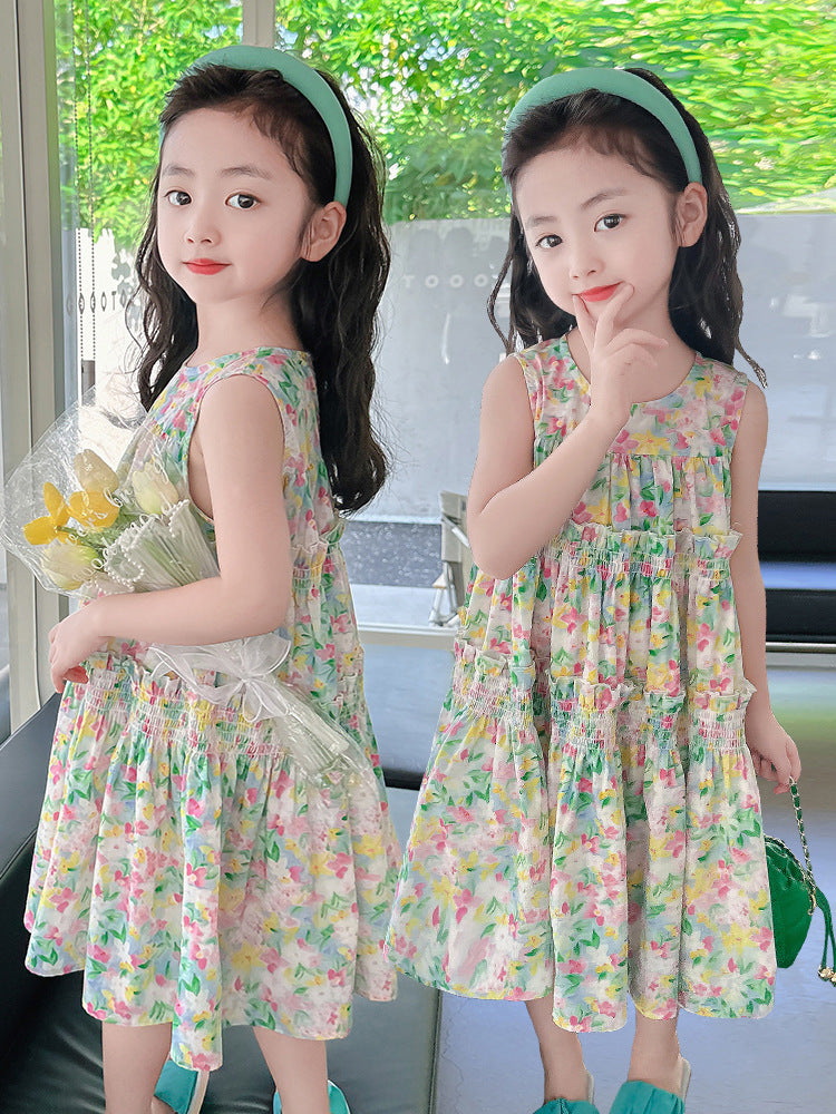 Vest Cool Printing Middle Big Primary Children's Dress