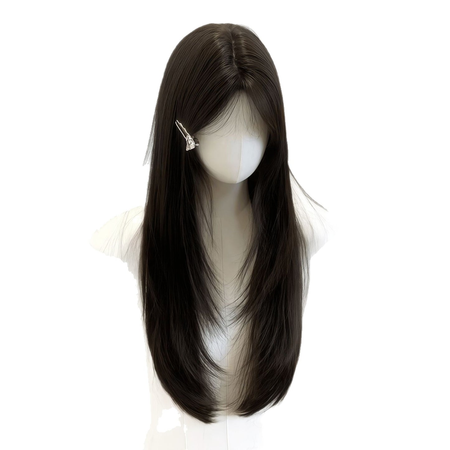 Female Bangs Natural Daily Full Top Invisible High Level Artificial Long Straight Wig