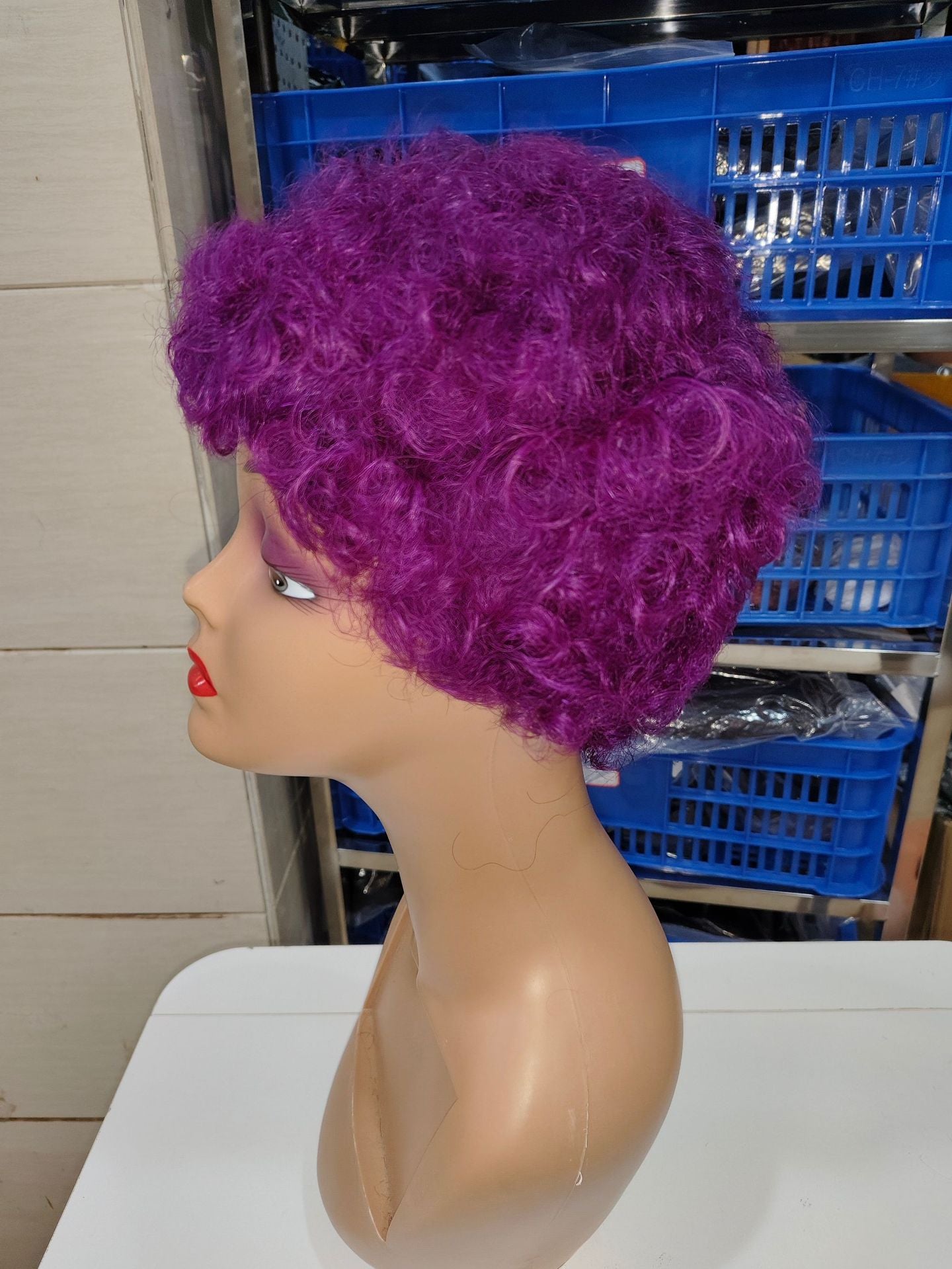 Trendy Creative Human Afro Curly Short Real Hair Wig