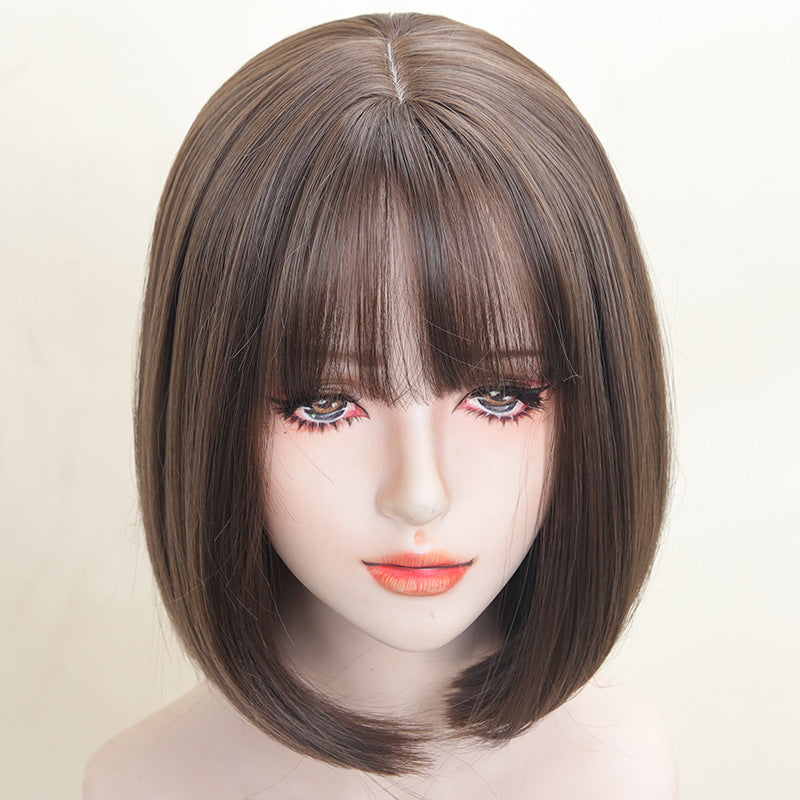 Female Clavicle Cartoon Bangs Modified Face Wig Short Straight Hair