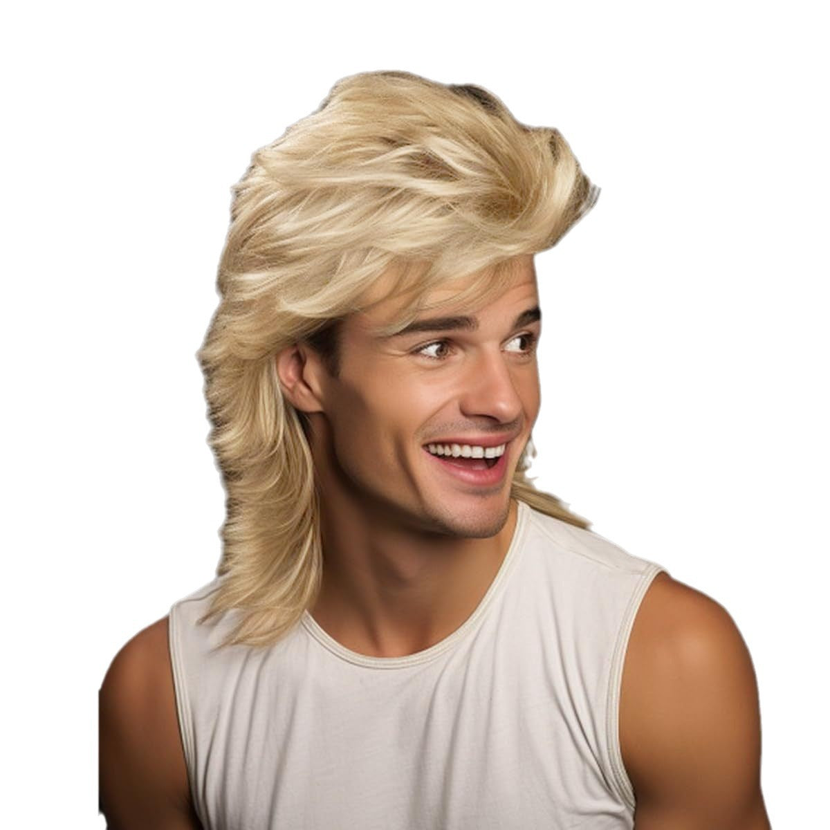 Men's Fancy Party Dress Up Props Golden Men's Wig