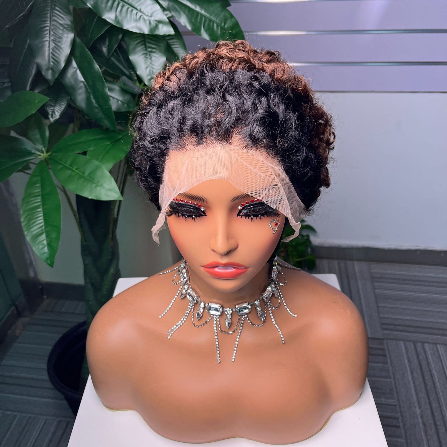 Human Front Lace Elf Short Curly Side Real Hair Wig