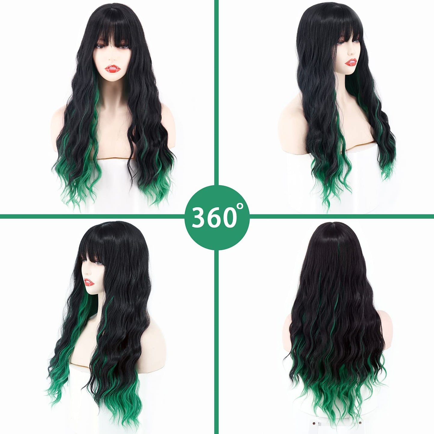 Black Curly Hair Multiple Colors Fiber Wig Long Curls