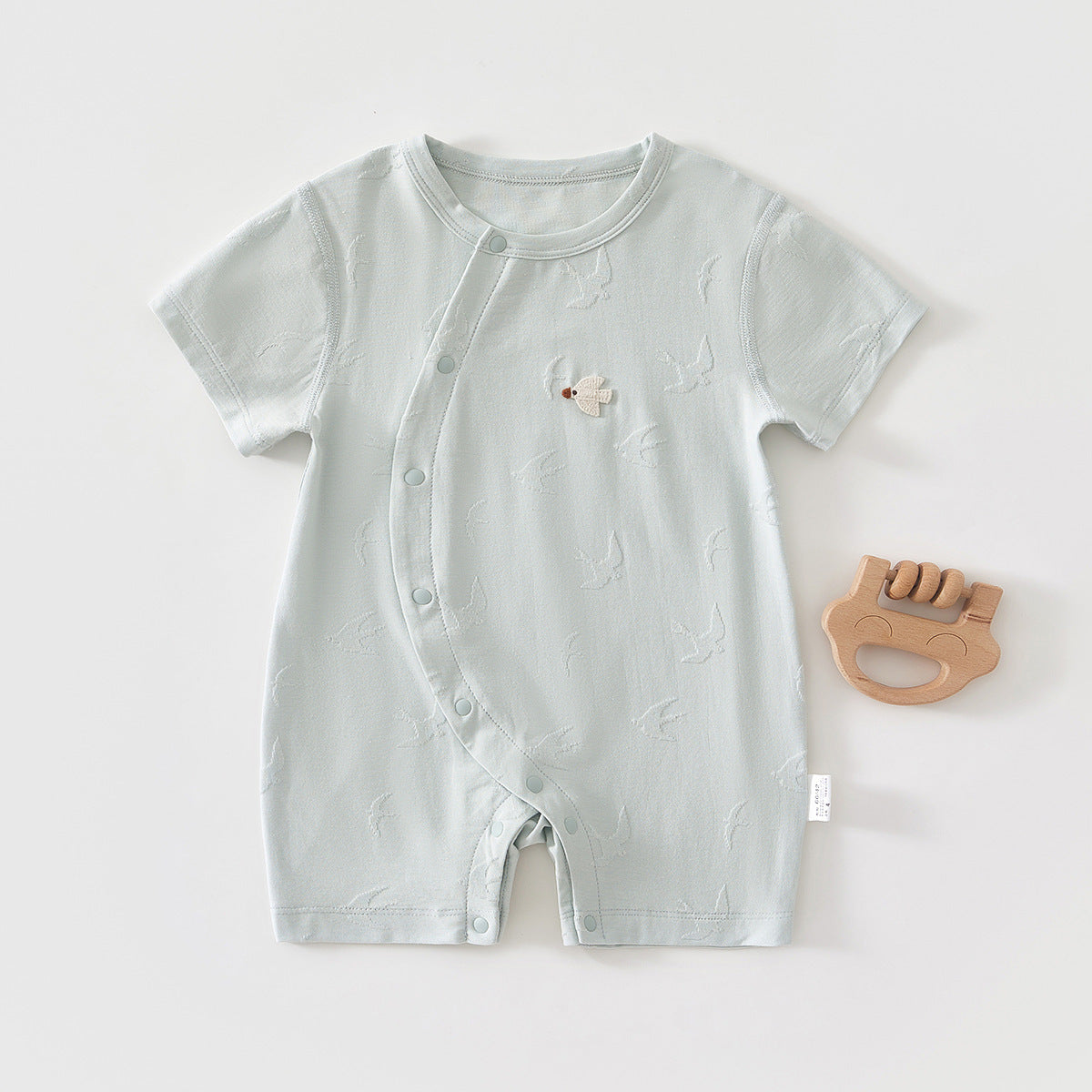 Short Sleeve Thin Clothes Born Cotton Mo Jacquard Jumpsuit, Climbing Suit