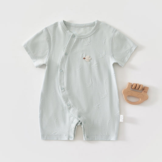 Short Sleeve Thin Clothes Born Cotton Mo Jacquard Jumpsuit, Climbing Suit
