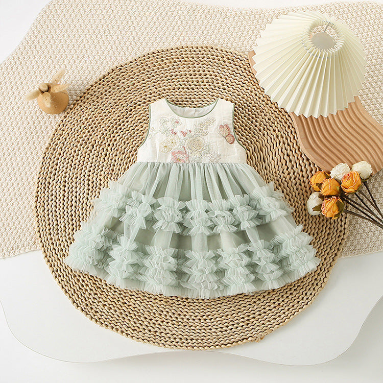 Summer Sweet Little Flower Vest Princess Children's Dress
