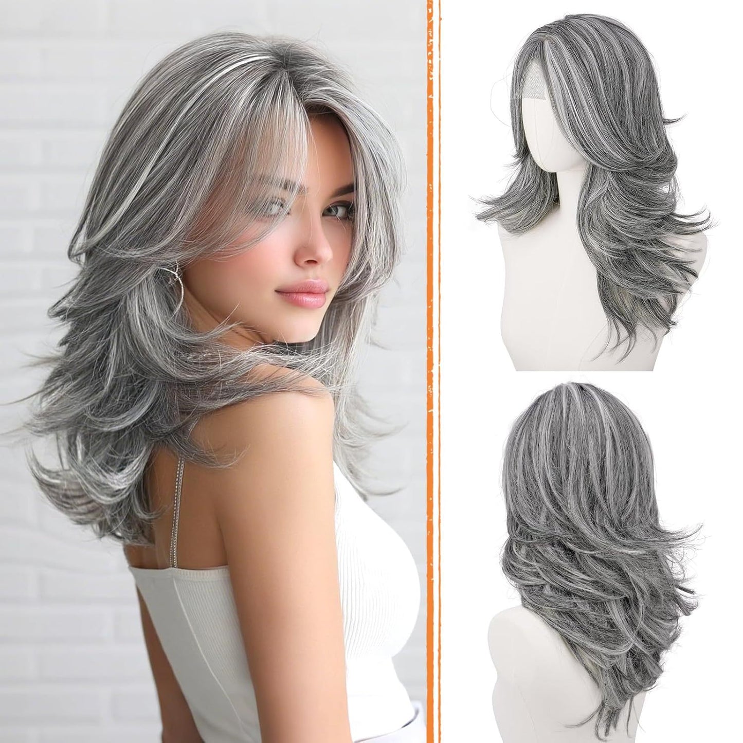 Women's Brown Mixed Color Curly Hair Fashion Wig Long Curls
