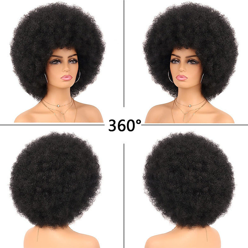 African Afro Micro Volume Chemical Fiber Role Play Performance Wig Short Curly Hair