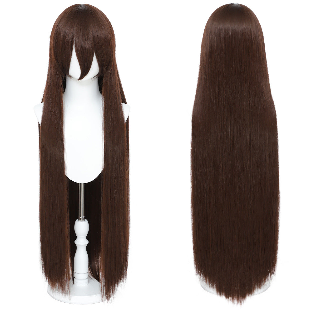 Long Straight Hair Hairpiece Blank Black White Cos Wig