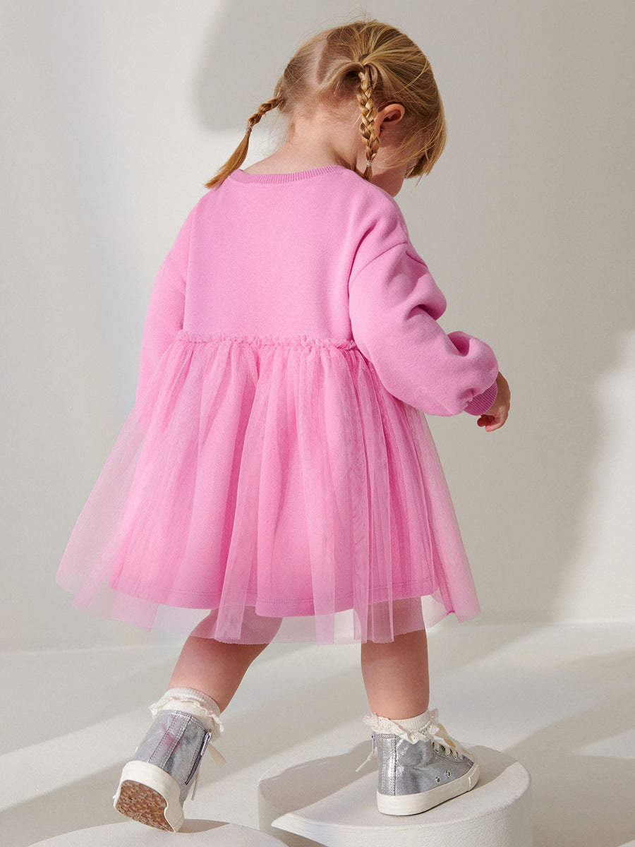Long-sleeved Tulle Skirt Autumn Cotton Princess Children's Dress