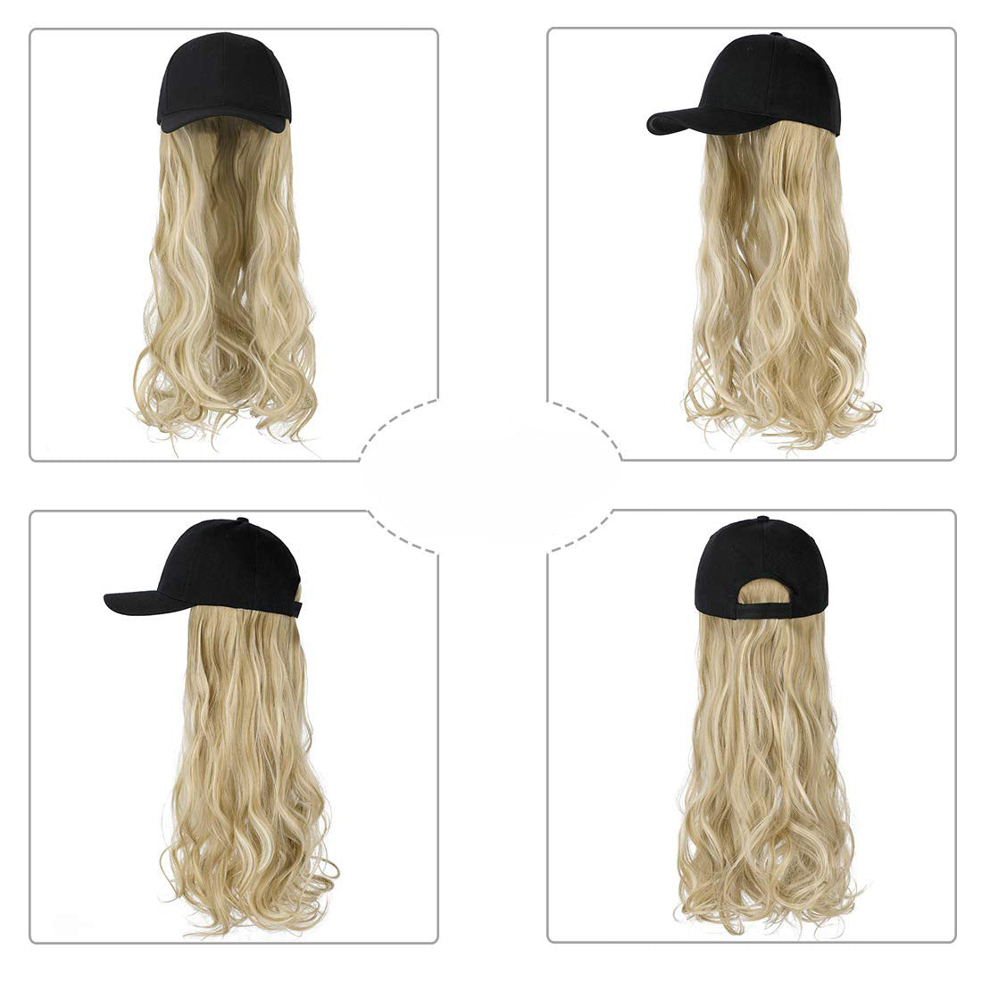 Integrated Female Big Wave Long Curly Hair Peaked Cap Baseball Other Wig