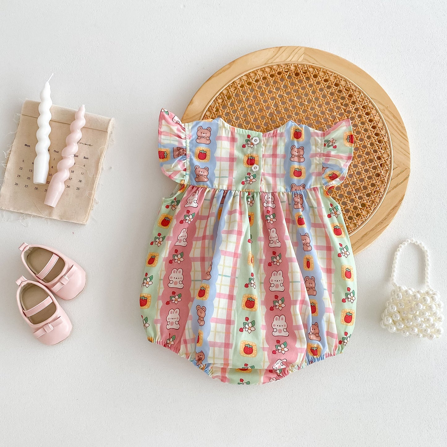 Summer Lightweight Cotton Flounced Sleeve Romper Cute Jumpsuit, Climbing Suit