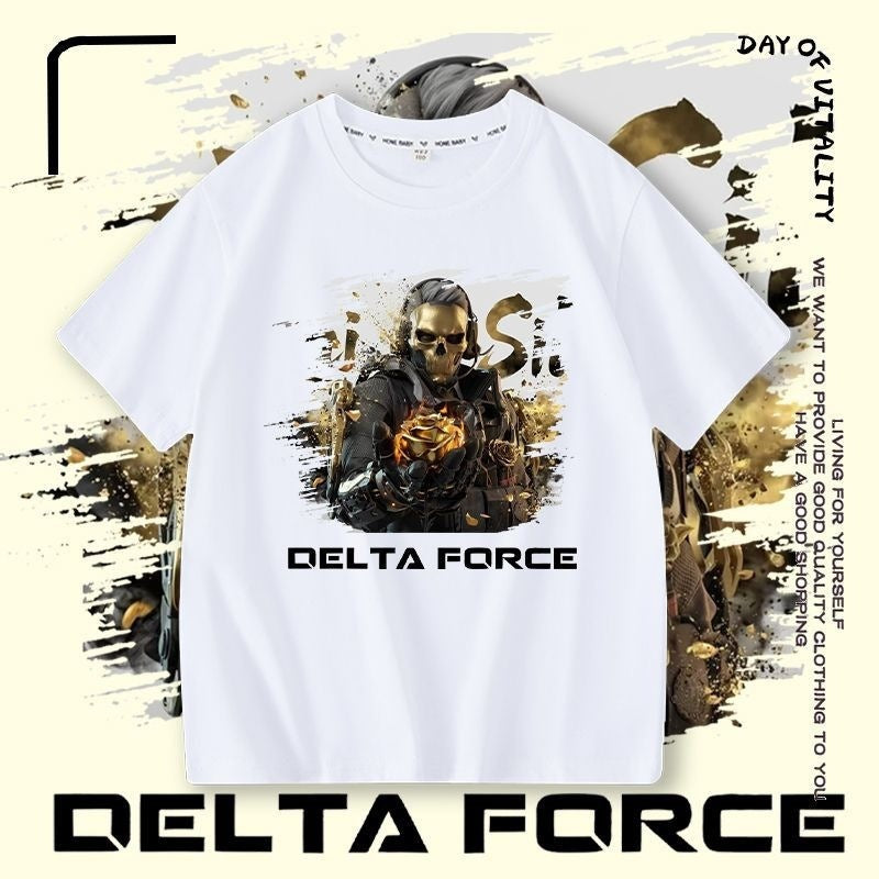 Dragon Eclipse Gold Rose Peripheral Boys Short Sleeve Loose Half-sleeve Children's T-shirt