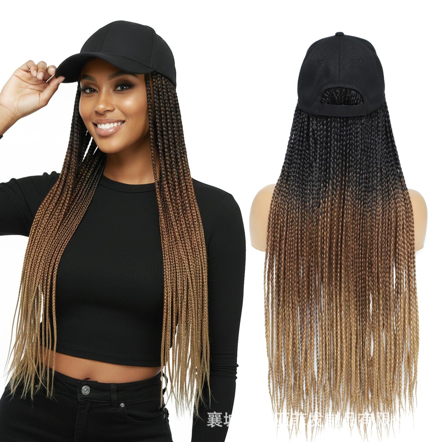 Peaked Cap Dreadlocks Hat Hand-woven Braid Long Straight Wig