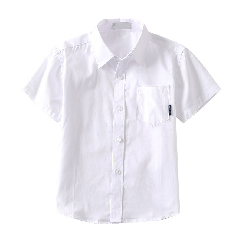 Children's Short-sleeved White Middle Large Summer Thin Performance Children's Shirt