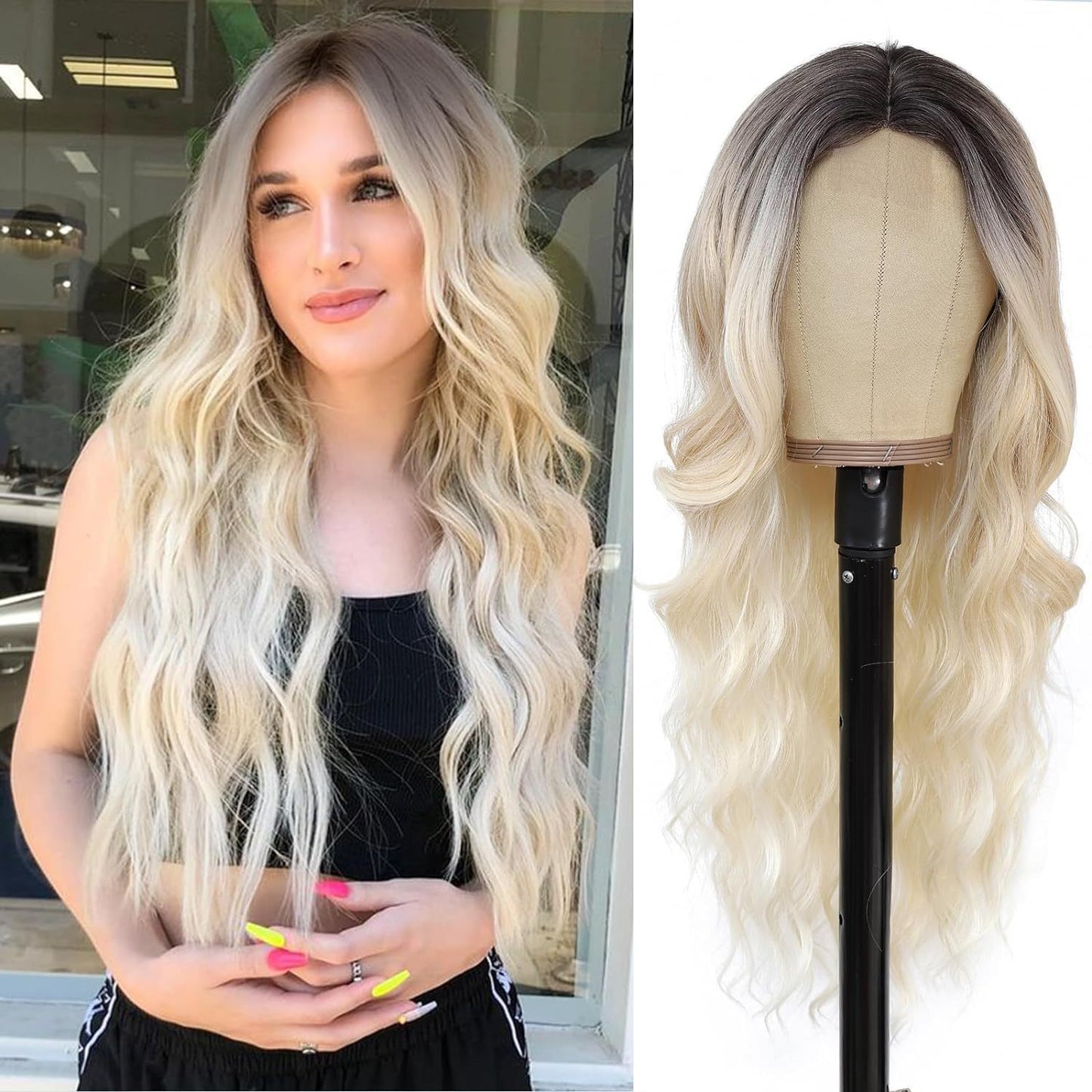 Women's Medium Large Wave Curly Hair Headgear Wig Long Curls