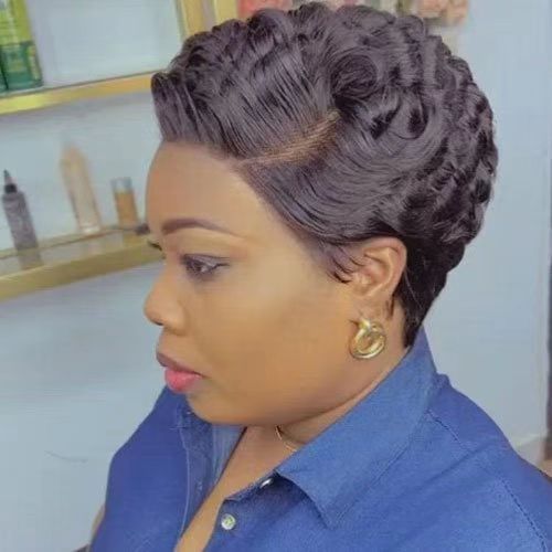 Rose Net African Fashion Small Sheath Wig Short Curly Hair