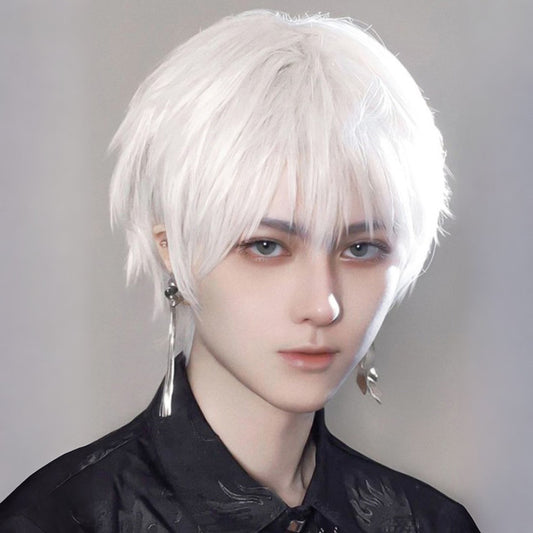 Men's Style Two-dimensional Male White Universal Handsome Cos Wig