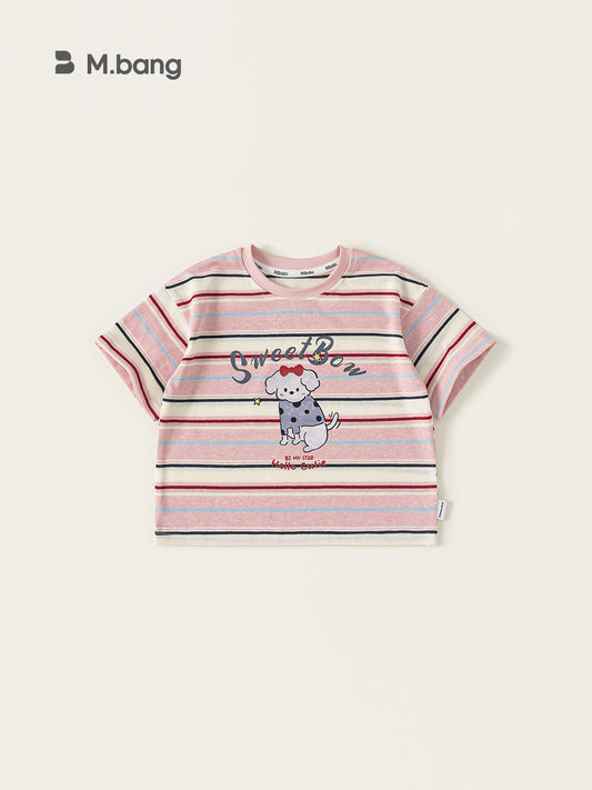 Children's Clothing Summer Thin Dopamine Striped Short-sleeved Cartoon Children's T-shirt