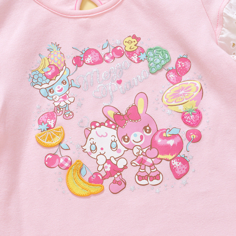 Style Cartoon Cute Pianist Rabbit Fruit Short Children's T-shirt