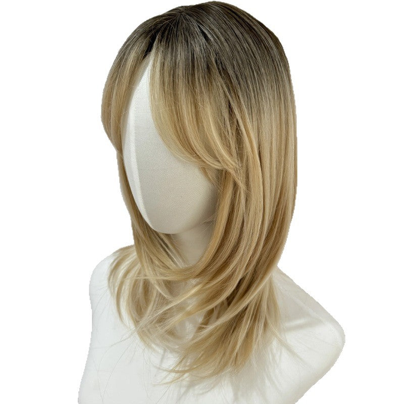 Lace Medium Black Brown Straight Hair Fashion Wig Long Curls