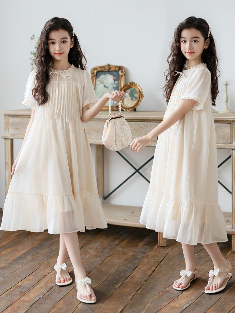 Children's Big Summer Pleated Chiffon Skirt Little Children's Dress