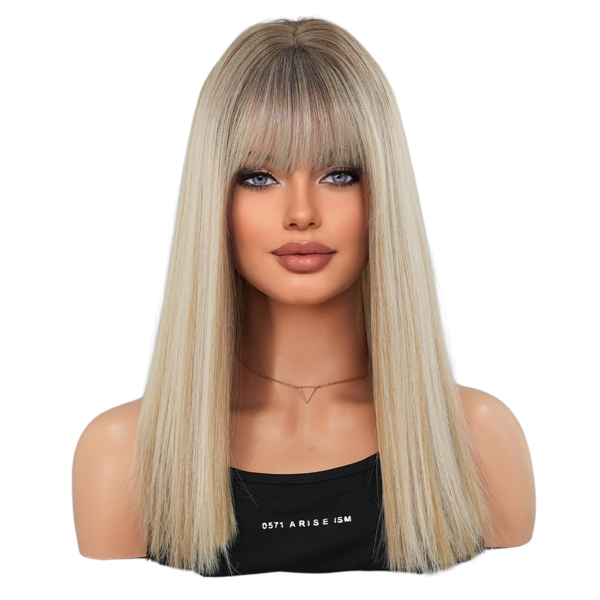 Women's Shoulder Dyed Chemical Fiber Rose Net Long Straight Wig